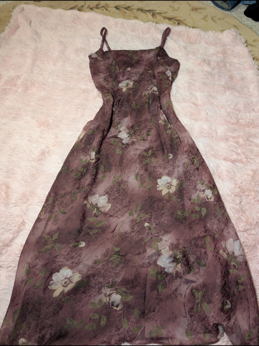 Jessica Howard Mauve Floral Spaghetti-Strap Maxi Dress